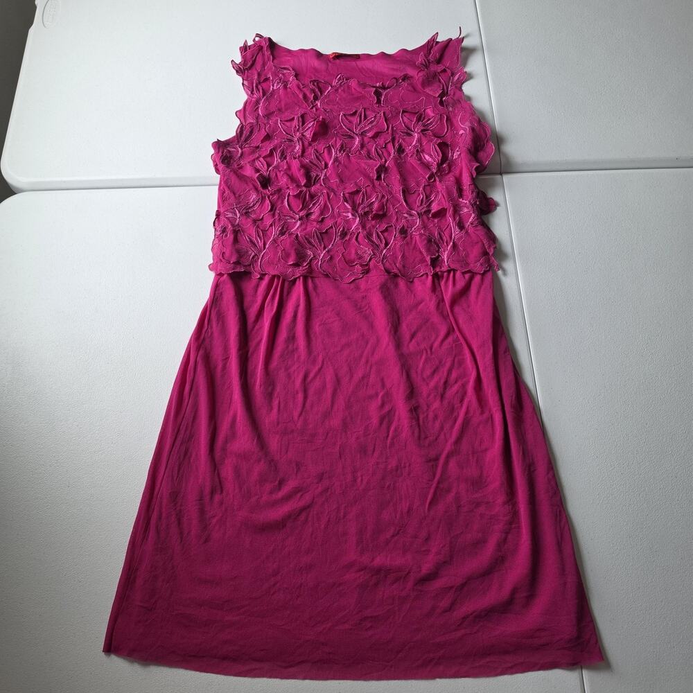 Vivienne Tam Dress Womens S Pink Floral Chiffon A Line Knee Party Wedding